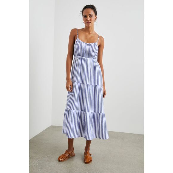 Rails Blakely Midi Dress size S Small Anacapa Stripe White Blue Sleeveless - Picture 1 of 12